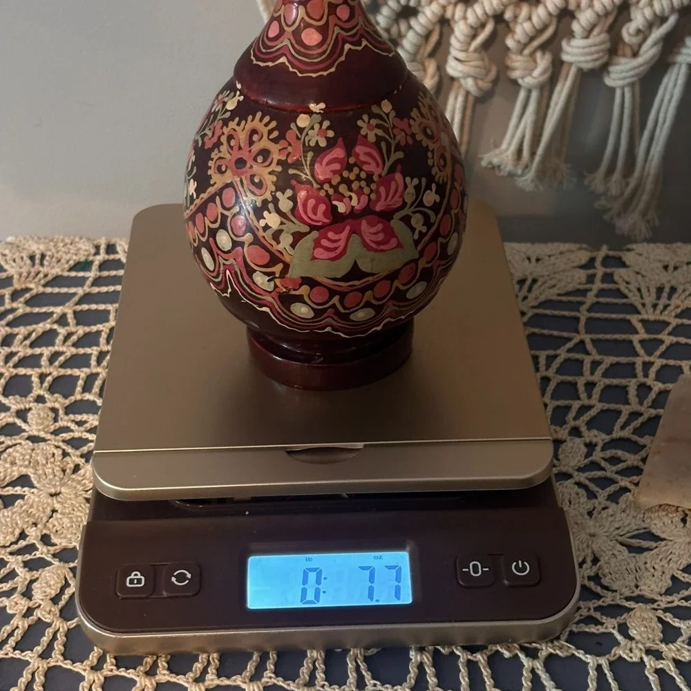Wooden Handpainted Pink & Brown Floral 9